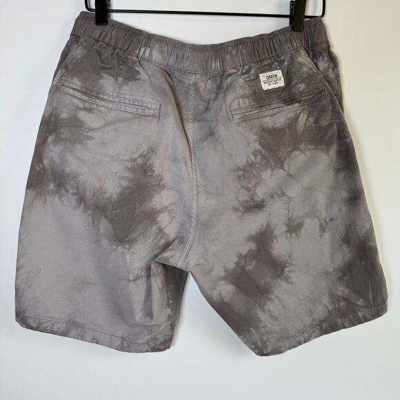 Katin Mens Tie Dye Elastic Waist Shorts Medium Gray Cotton Blend Casual Surf - Picture 4 of 12